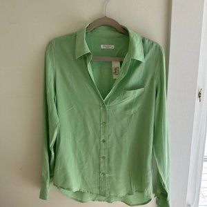 XS Equipment Green Silk Long Sleeve